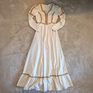 VINTAGE RARE** 1970'S COTTAGE SEWN DRESS MADE BY SUNFLOWER OF SAN CLEMENTE